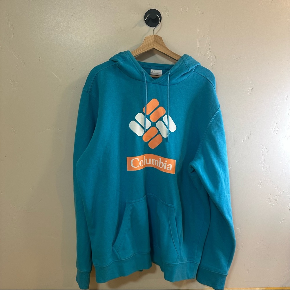 Columbia Men’s Trek Pullover Fleece Hoodie Size Large Turquoise